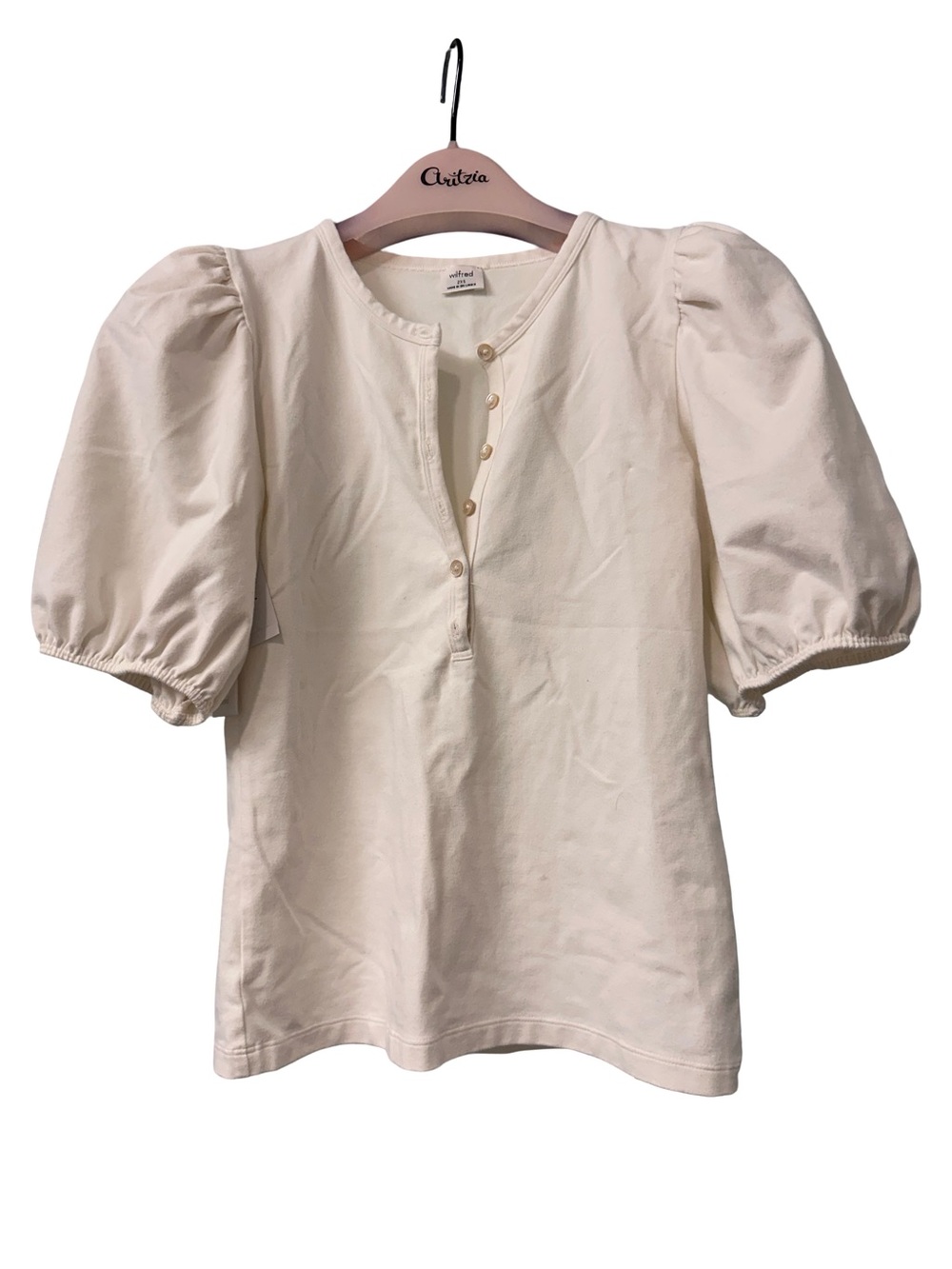 Aritzia Cream Puff Sleeve Henley Top